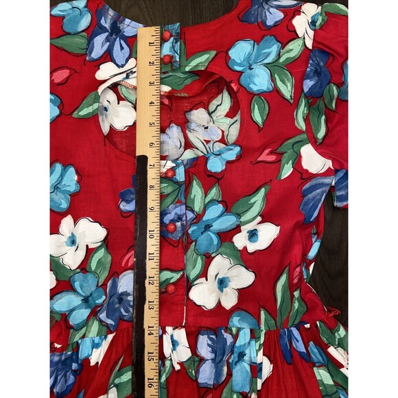 CGJ Vintage 80s Blue Floral Midi Button Dress Size 7 - Picture 16 of 16